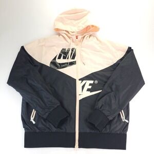 Nike Windrunner Jacket Womens Medium Orange Black Hooded Windbreaker AJ2974-825